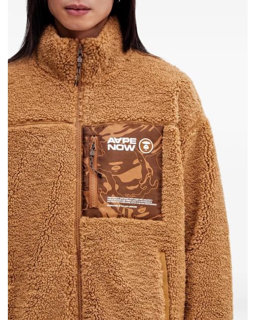 Aape By A Bathing Ape Brown Zip-Up Fleece Sweatshirt for men