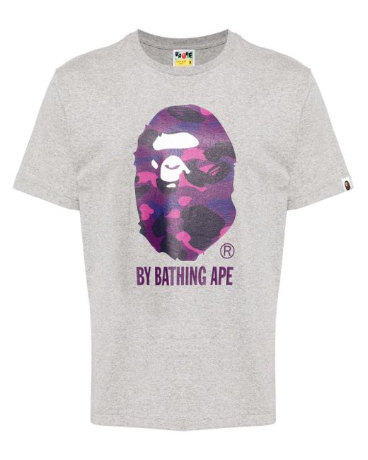 T-shirt con stampa di A Bathing Ape in Gray da Uomo