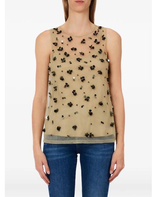 Liu Jo Natural Floral Sequin Top