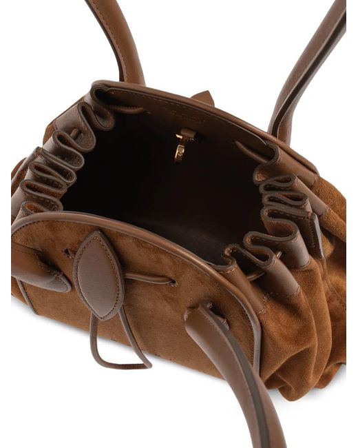 Marni Brown Tulipea Drawstring-Closure Shoulder Bag