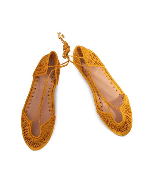SLO_HAND_MADE Metallic Lace-Up Raffia Flat Espadrilles