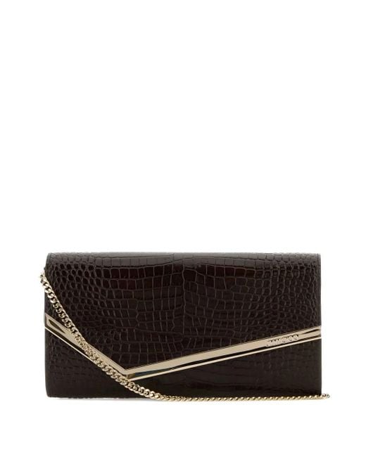 Jimmy Choo Emmie クロコパターン クラッチバッグ Black