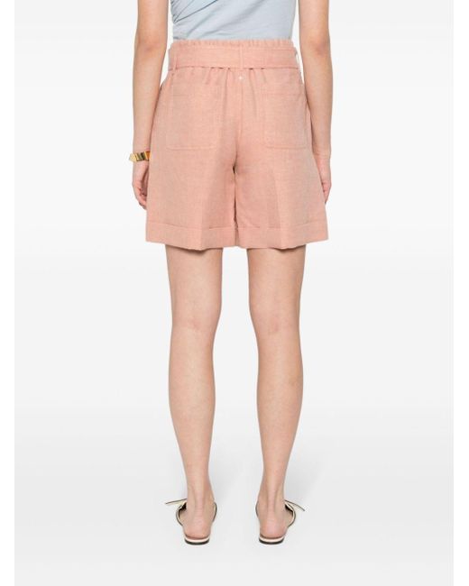 Lorena Antoniazzi Pink Belted Pleated Shorts