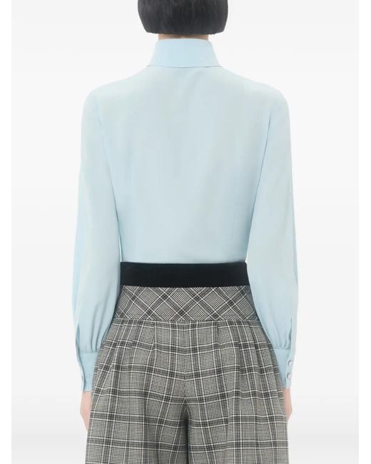 Valentino Garavani Blue Crepe De Chine Scarf-Detail Shirt