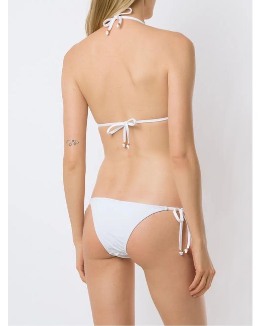Amir Slama White Beaded Embroidery Bikini Set