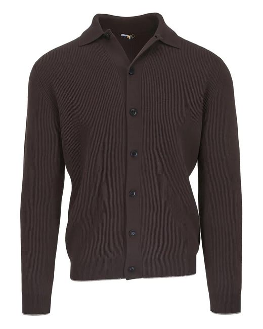 Fedeli Gray Buttoned Collared Cardigan for men