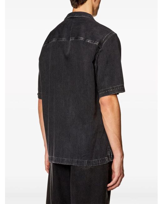 DIESEL Black D-Paroshort Short-Sleeved Denim Shirt for men