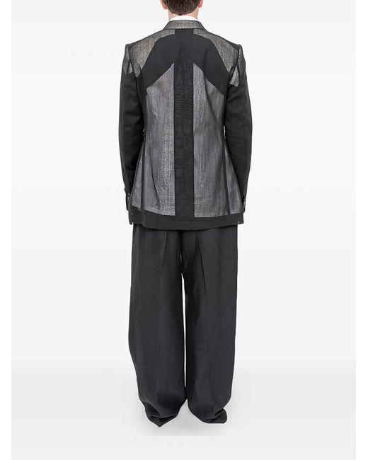 Setchu Gray Metallic-Effect Panelled Blazer for men