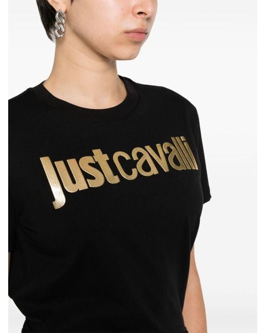 Just Cavalli Katoenen T-shirt Met Logoprint in het Black