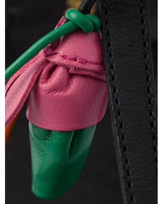 Prada Black Antiqued Leather Thong Sandals With Floral Ornament