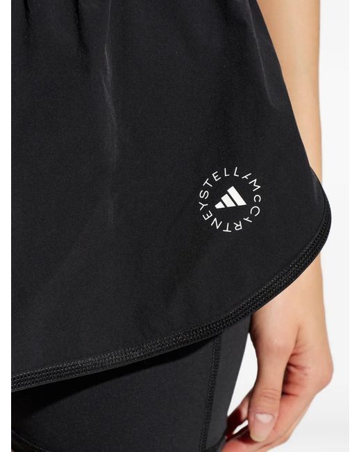 Adidas By Stella McCartney Black 2-In-1 Logo-Print Training Shorts