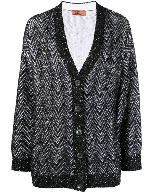 Missoni Black Sequin-embellished V-neck Cardigan