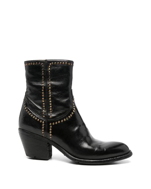 LEMARGO Black Stud-Embellished Leather Ankle Boots