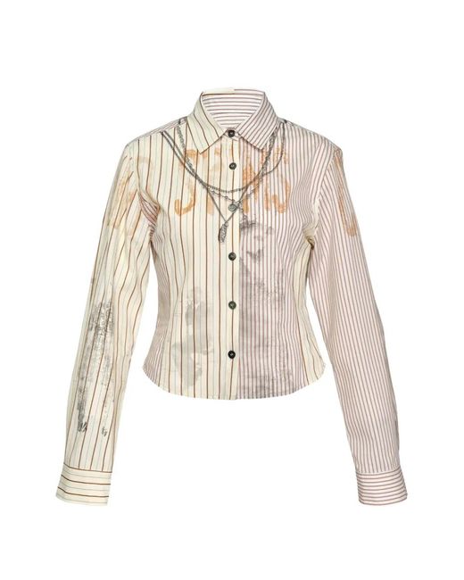 ANDERSSON BELL White Trompe-'Oeil Chain-Embellished Shirt