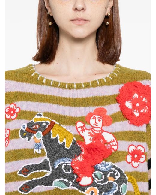 YANYAN KNITS Red Fuzzy-Horse Jumper
