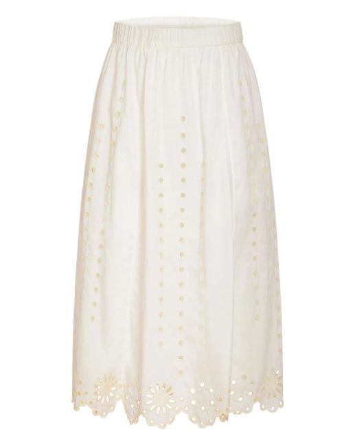 Marie Oliver White Vandy Midirock Mit Lochstickerei