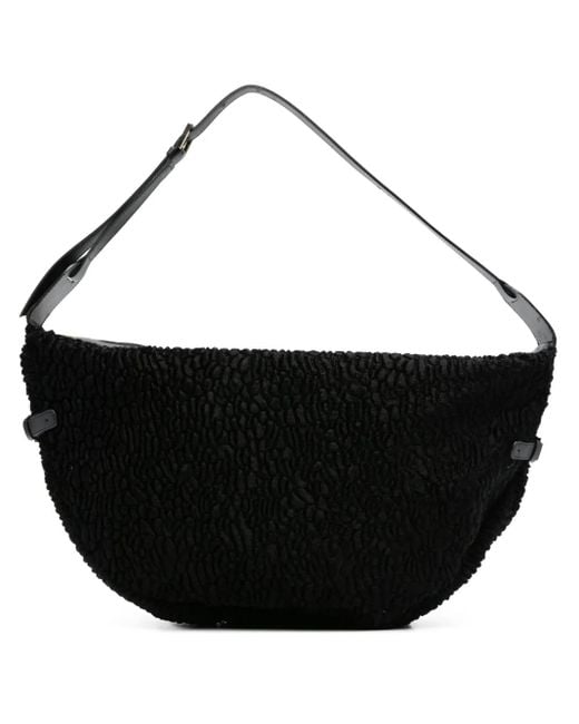 La Milanesa Black Schultertasche Mit Texturierter Schnalle
