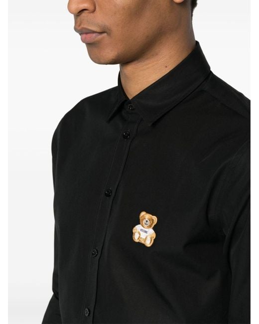 Camisa con aplique Teddy Bear Moschino de hombre de color Black