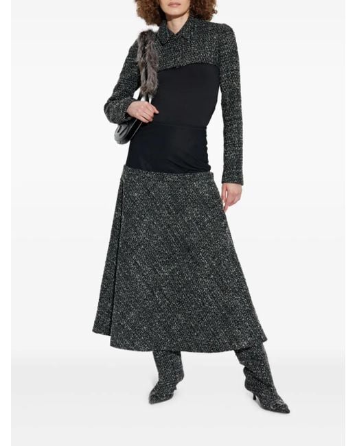 DIESEL Black Panelled High-Waisted Midi Skirt