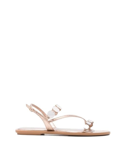 Tamaris White Disc-Embellished Metallic Sandals