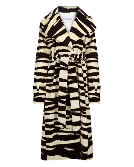 Nina Ricci Black Mantel Mit Zebra-Print