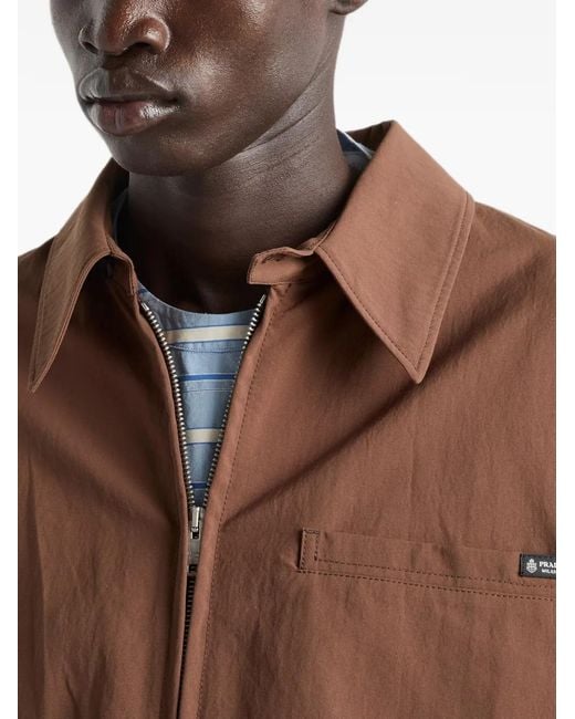 Prada Brown Blouson En Tissu Technique for men
