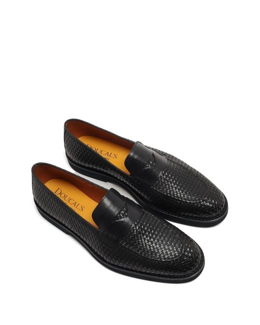 Doucal's Black Woven-Texture Loafers for men