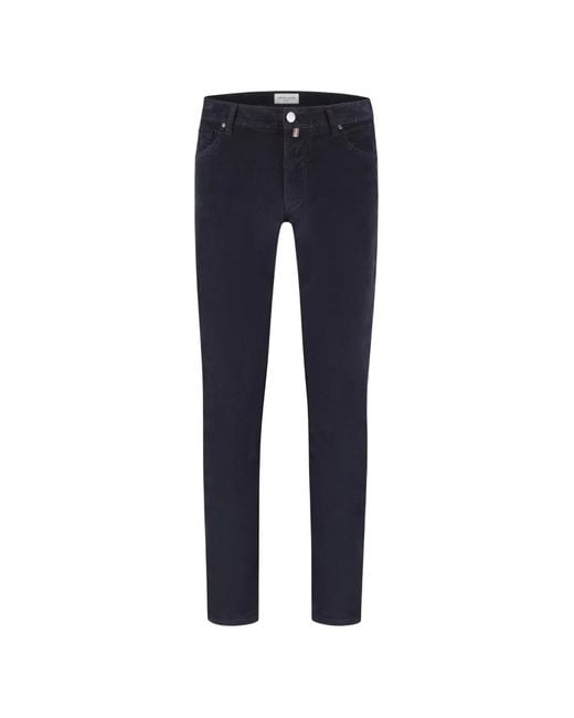 Jacob Cohen Blue Corduroy Slim-Fit Trousers for men