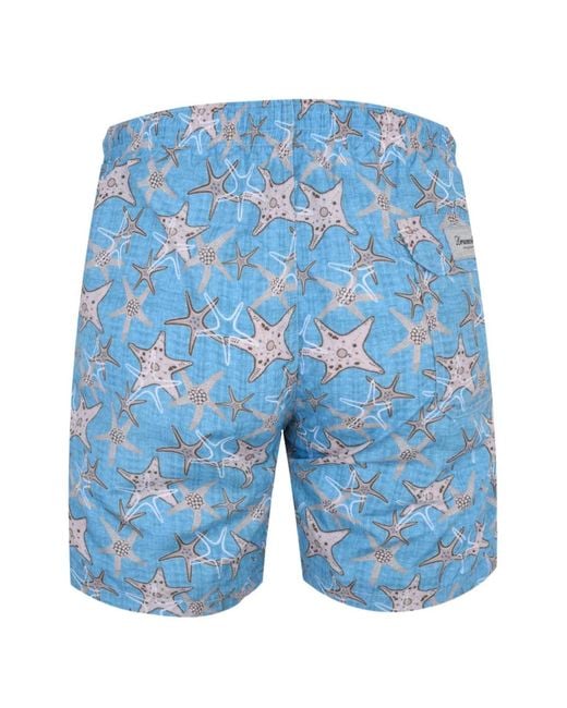 Drumohr Blue Drawstring Slub-Texture Shorts for men