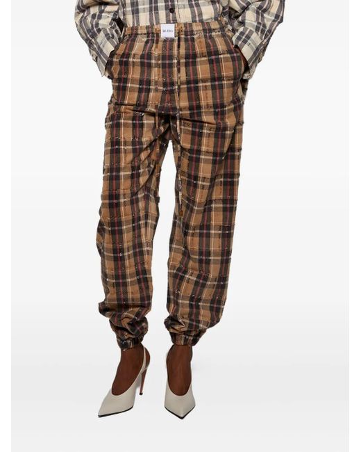 The Attico Brown Plaid Drawstring Long Pant