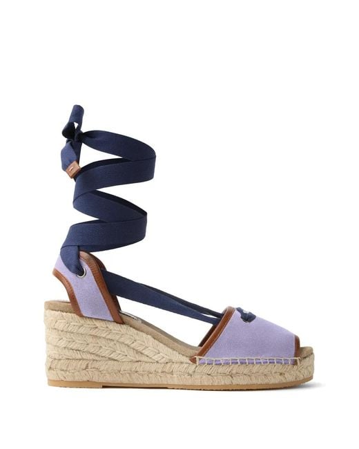 Versace Blue Lola Suede Wedge Sandals 65 Mm