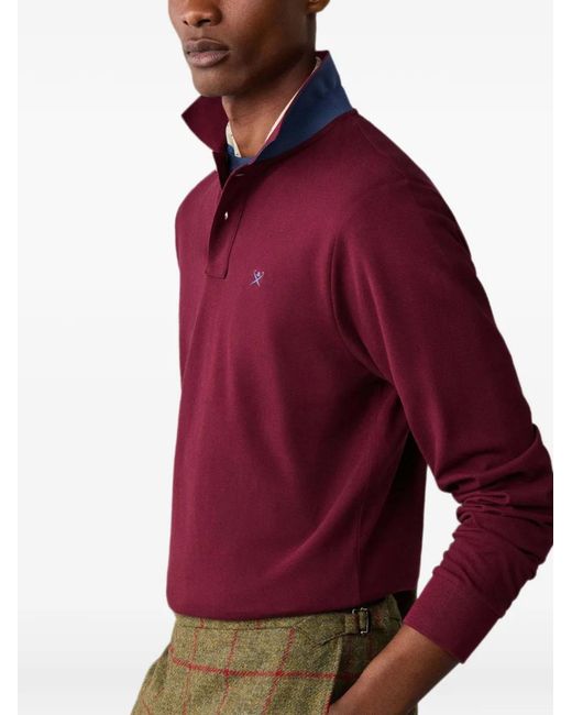 Hackett Logo-Embroidered Long-Sleeve Polo Shirt for men