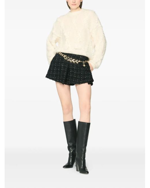 Genny White Textured Pom-Pom Sweater