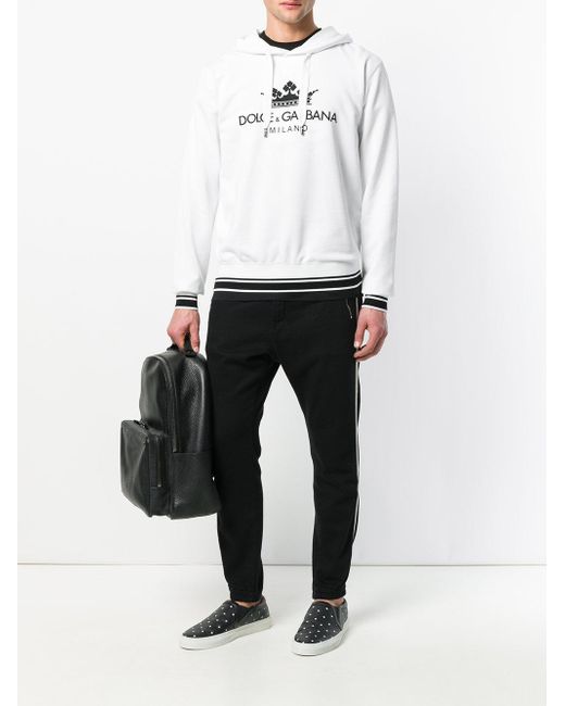 Dolce & Gabbana Logo Print Hoodie in White for Men | Lyst