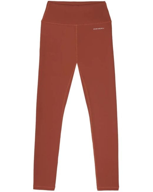 Sporty & Rich Red Logo-Print High-Waisted Leggings