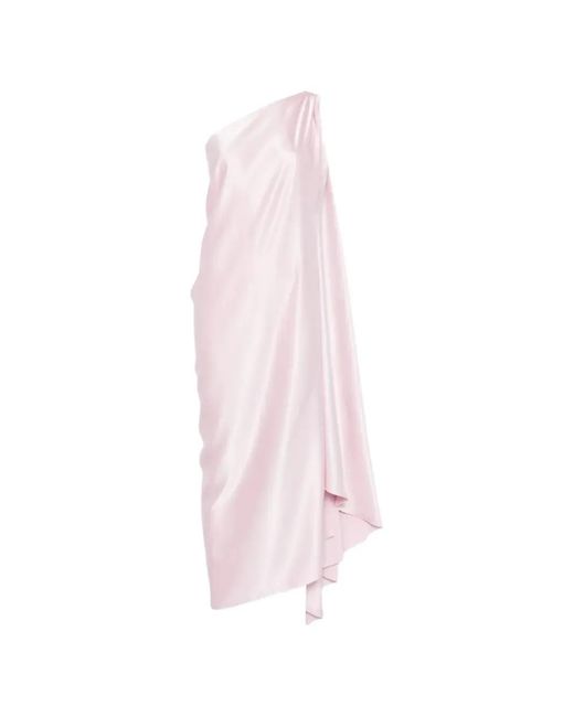 Stephan Janson Pink Robe Longue Drapée À Une Épaule