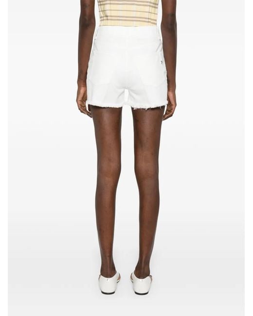 Dondup White Button-Fastening Frayed Shorts