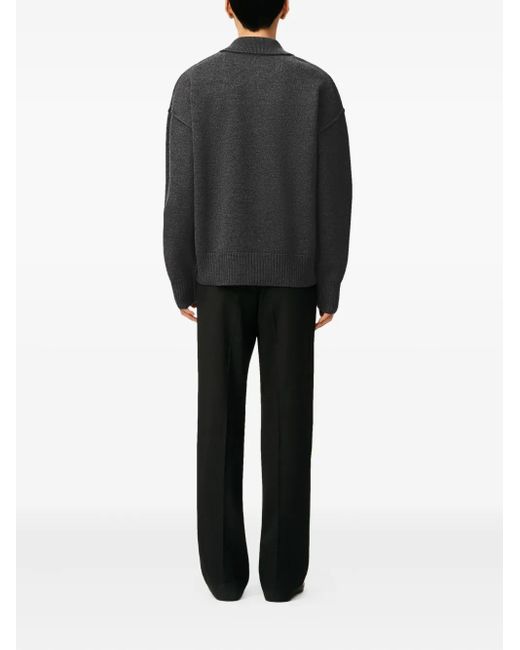 AMI Ami De Coeur Wollen Poloshirt in het Black