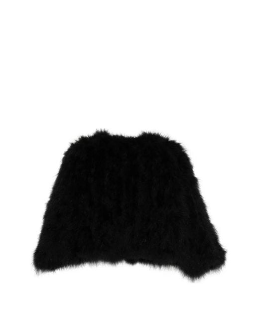 Liska Black Marabou-Feather Jacket