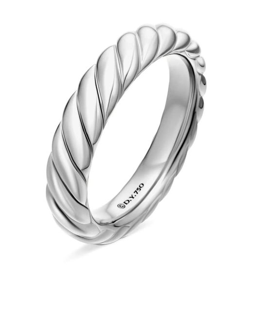 David Yurman White 18Kt Sculpted Cable Band Ring (4.6Mm)