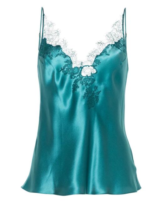 Carine Gilson Blue V-Neck Silk Camisole
