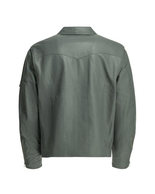 Needles Green Multi-Pocket Leather Jacket for men