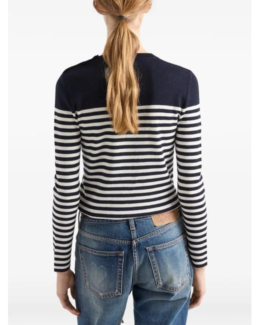 Pull Rayé Côtelé Prada en coloris Blue