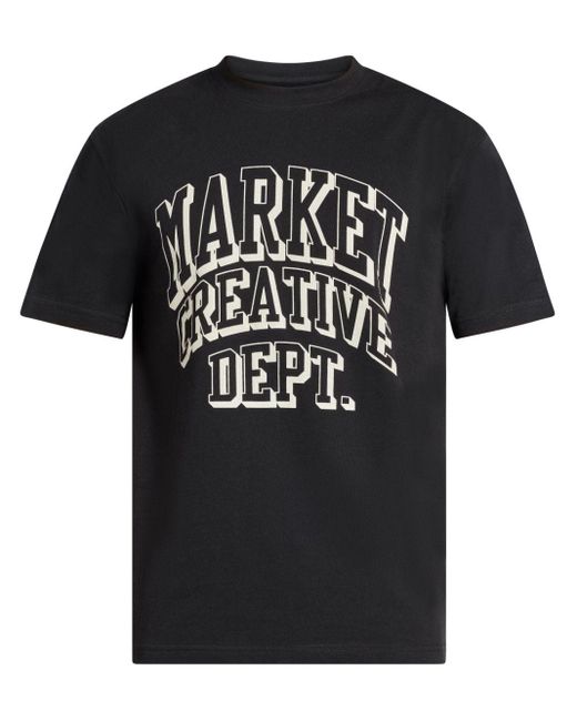 Market Black Logo-print Cotton T-shirt for men