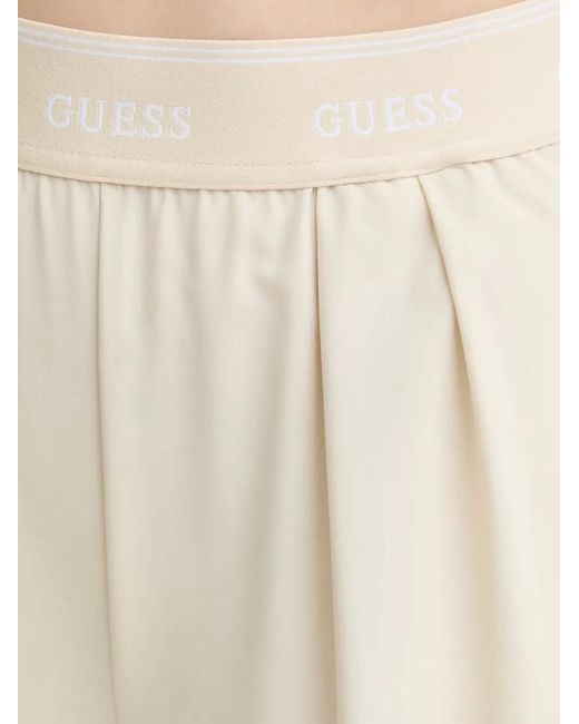 Guess Natural Logo-Waistband Pleated Trousers