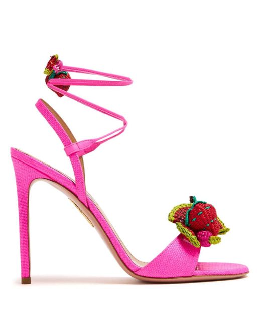 Aquazzura Pink Strawberry Punch 105mm Leather Sandals