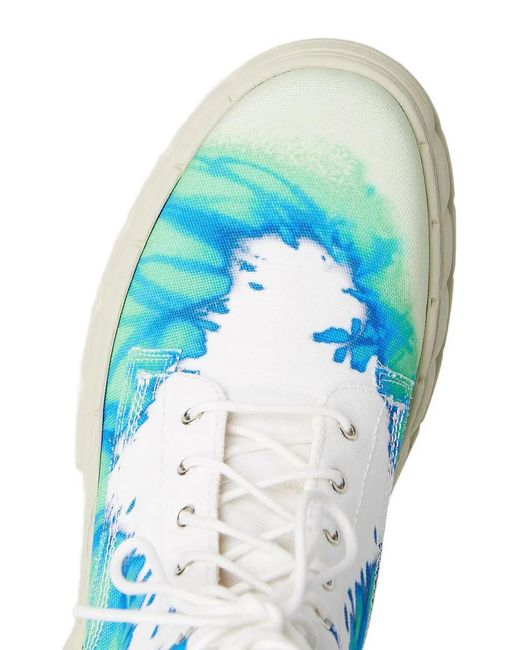 Viron Blue Printed Lace-Up Boots