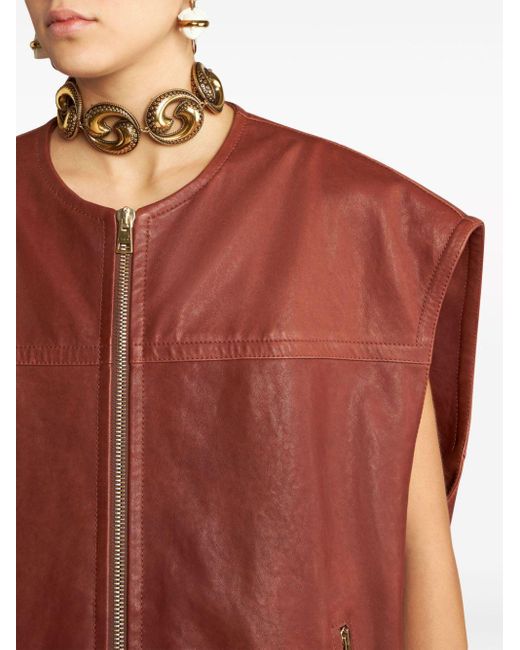 Etro Octopus-embroidered Leather Waist Coat