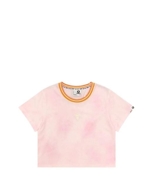 Aape By A Bathing Ape Pink Ribbed Embroidered T-Shirt