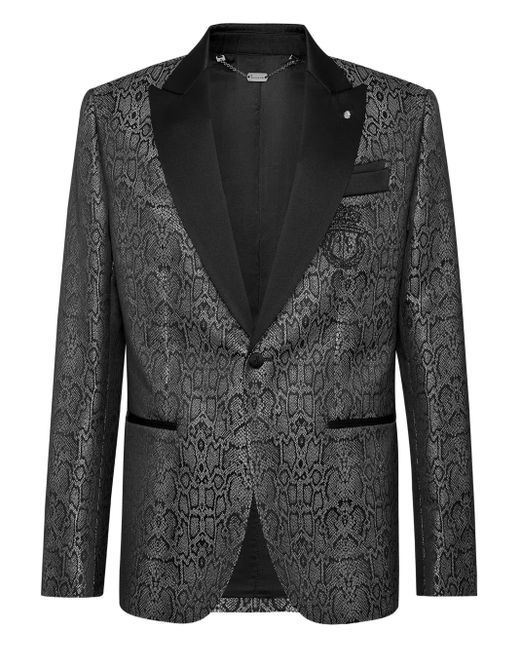 Billionaire Black Snakeskin-Jacquard Blazer for men